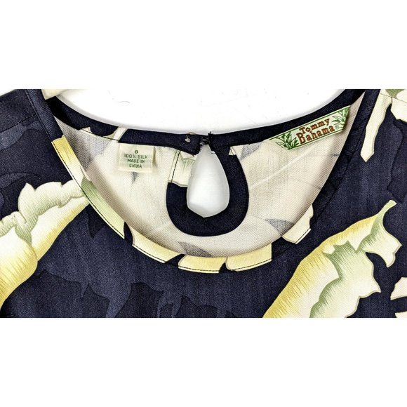 Vintage Tommy Bahama silk tropical leaf sleeveless long column summer dress 8 - Picture 3 of 4